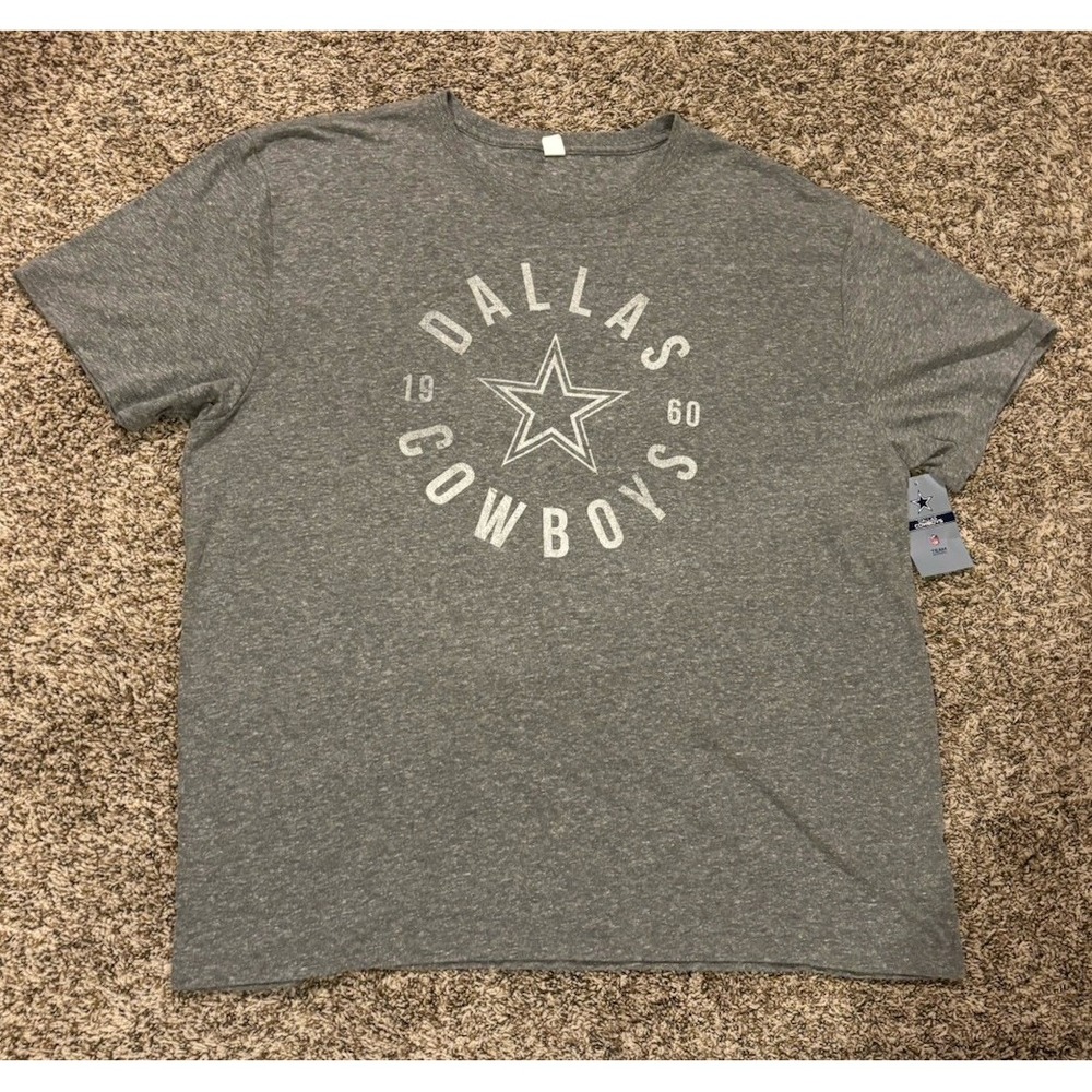 NWT Dallas Cowboys Logo Grey Short Sleeve T Shirt Football Men’s Size 2XL